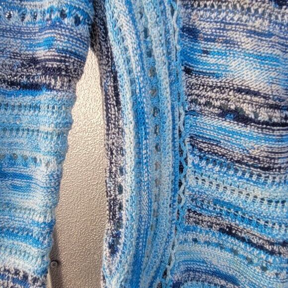 Nic + Zoe Crochet Multicolor Blue Cardigan Sweater Size PS - Picture 3 of 9